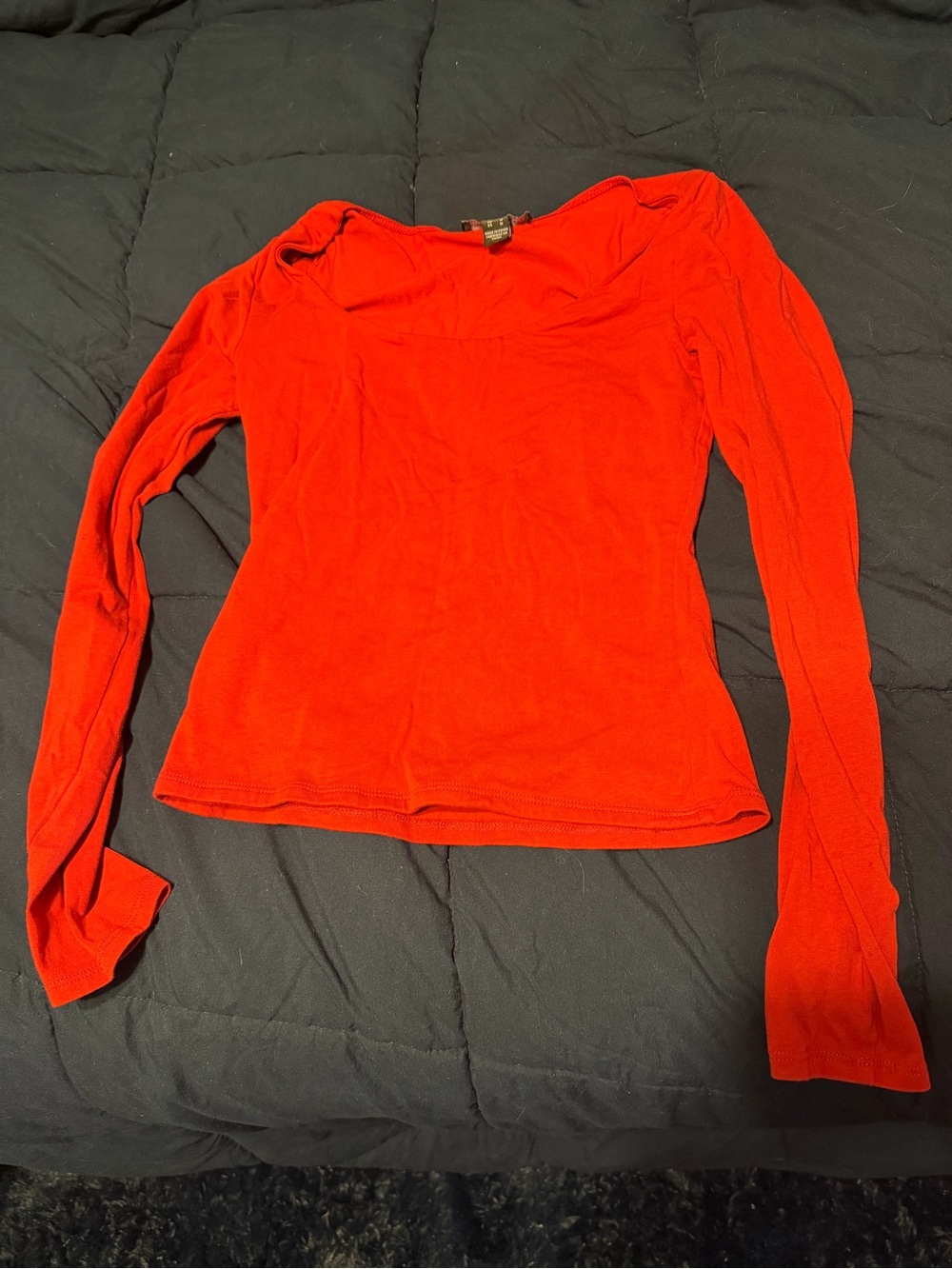 Charlotte Russe Bright Red Long Sleeve Scoop Neck Top